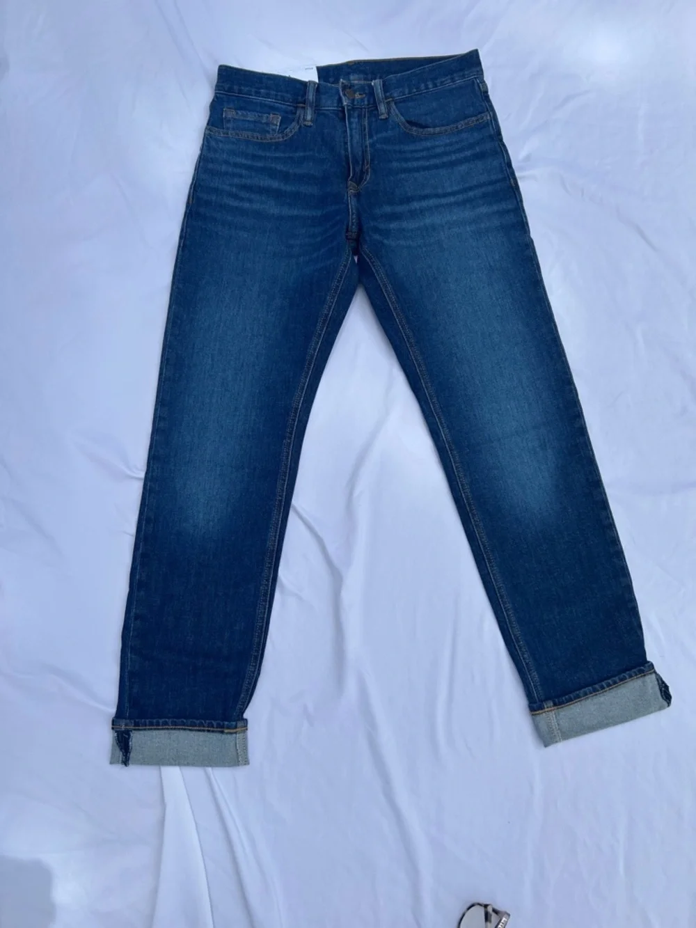 Classic Men's Dark Blue Straight Jeans cuffed size 30x32